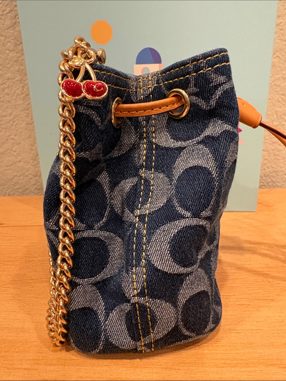 Coach Drawstring Wristlet In Signature Denim 🩵 - Picture 8 of 10